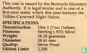 Bermuda 2 dollars 1991 (PROOF) "Yellow-crowned night heron" - Afbeelding 3