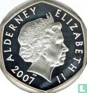 Alderney 5 pounds 2007 (PROOF) "60th Wedding anniversary of Queen Elizabeth and Prince Philip - Couple outside Westminster abbey" - Afbeelding 1