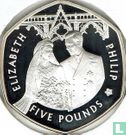 Alderney 5 pounds 2007 (PROOF) "60th Wedding anniversary of Queen Elizabeth and Prince Philip - Couple outside Westminster abbey" - Afbeelding 2