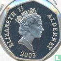 Alderney 50 pence 2003 (PROOF) "50th anniversary Coronation of Queen Elizabeth II - Queen Elizabeth II seated on throne"