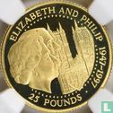 Guernsey 25 pounds 1997 (PROOF) "50th Wedding anniversary of Queen Elizabeth II and Prince Philip" - Afbeelding 2