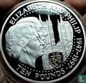 Guernsey 10 pounds 1997 (PROOF) "50th Wedding anniversary of Queen Elizabeth II and Prince Philip" - Afbeelding 2
