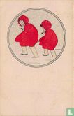 Twee meisjes in rode jassen met capuchon - Image 1