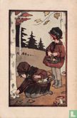 Twee meisjes plukken paddenstoelen - Image 1
