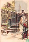 Vrouw loopt trap af met op achtergrond poort uit 1625 - Image 1