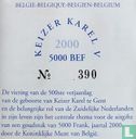 Belgium 5000 francs 2000 (PROOF - reeded edge) "500th anniversary Birth of Charles V" - Image 3