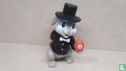 Gray Easter bunny with black hat - Image 1