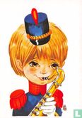Meisje in uniform harmonie speelt saxofoon - Afbeelding 1