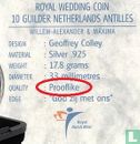 Antilles néerlandaises 10 gulden 2002 (PROOFLIKE) "Royal wedding of Willem-Alexander and Máxima" - Image 3