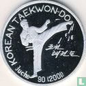 Noord-Korea 1 won 2001 (PROOF - aluminium) "Taekwondo kicker" - Afbeelding 1