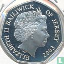 Jersey 50 Pence 2003 (PP) "50 years Coronation of Queen Elizabeth II - Crown with royal mace and shield" - Bild 1