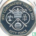 Jersey 50 pence 2003 (BE) "50 years Coronation of Queen Elizabeth II - Regalia in quatrilobe" - Image 2