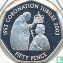 Jersey 50 pence 2003 (PROOF) "50 years Coronation of Queen Elizabeth II - Archbishop crowning Queen" - Afbeelding 2