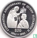 Tuvalu 20 dollars 1993 (PROOF) "40th anniversary Coronation of Queen Elizabeth II" - Image 2