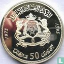 Maroc 50 dirhams 1975 (AH1395 - BE - argent) "20th anniversary of Independence" - Image 1