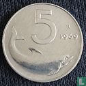 Italie 5 lire 1969 (1 inversé) - Image 1