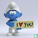 Smurf met bord 'I love you' - Afbeelding 1