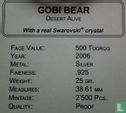 Mongolia 500 tugrik 2006 (PROOF) "Gobi bear" - Image 3