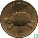 Kongo-Kinshasa 1 Franc 2002 "Turtle"