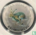 Guernsey 10 Pence 2021 (gefärbt) "Brown hare" - Bild 2