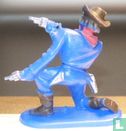 Cowboy agenouillé avec 2 revolvers (bleu) - Image 2
