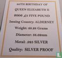 Alderney 5 pounds 2006 (PROOF - zilver) "80th Birthday of Queen Elizabeth II - Historical effigy"