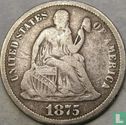 United States 1 dime 1875 (CC in wreath) - Image 1