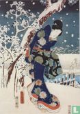 Snow scene in the garden of a Daimyo, part of triptych (silkscreen) - Afbeelding 1