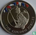 Falkland Islands 50 pence 2002 (coloured) "50th anniversary Accession of Queen Elizabeth II - Queen on throne" - Image 2