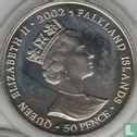 Falkland Islands 50 pence 2002 (colourless) "50th anniversary Accession of Queen Elizabeth II - Queen talking in microphone" - Image 1