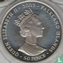 Falklandinseln 50 Pence 2002 (ungefärbte) "50th anniversary Accession of Queen Elizabeth II - Queen on horse" - Bild 1