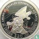Liberia 20 dollars 2001 (PROOF) "History of America - Charles Lindbergh's Atlantic crossing" - Image 2