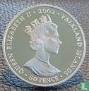 Falklandinseln 50 Pence 2002 (PP - Silber - gefärbt) "50th anniversary Accession of Queen Elizabeth II - Orb and Sceptre" - Bild 1