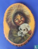 Eskimo (Inuit) Jongen met hond - Afbeelding 1