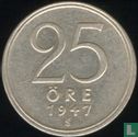Sweden 25 öre 1947 (silver, small TS large hook on 7) - Image 1