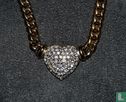 massives, gold- und silber-beschichtetes Collier, Herzform, mit kleinen Steinen - Bild 2