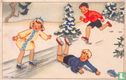 Kinderen glijden over ijsbaan - Afbeelding 1