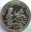 Palau 5 dollars 1999 (PROOF) "Marine Life Protection - Manta ray" - Image 1