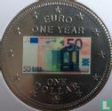 Îles Cook 1 dollar 2003 "First anniversary of the euro - 50 euro banknote" - Image 2