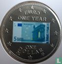 Cookeilanden 1 dollar 2003 "First anniversary of the euro - 5 euro banknote"