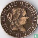 Espagne 5 centimos de escudo 1867 (étoile à 3 pointes) - Image 1