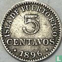 Puerto Rico 5 centavos 1896 - Image 1