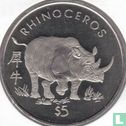 Libéria 5 dollars 1997 "Rhinoceros" - Image 2