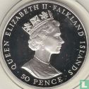Falklandeilanden 50 pence 1992 (PROOF - zilver) "40th anniversary Reign of Queen Elizabeth II" - Afbeelding 2