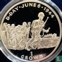 Insel Man 1 Crown 1994 (PP - Silber) "50th anniversary of Normandy Invasion - Troops at Omaha Beach" - Bild 2