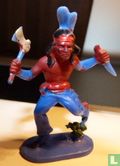 Indiaan met tomahawk en dolk (blauw) - Afbeelding 1