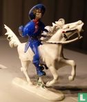 Cowboy on horseback with revolver (blue) - Image 3