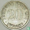 Empire allemand 20 pfennig 1874 (G - type 1 - fauté) - Image 1