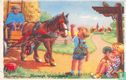 Liftende kinderen met paard en wagen - Image 1