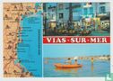 France Hérault VIAS SUR MER ET FARINETTE PLAGE Cartes Postales Postcard - Afbeelding 1
